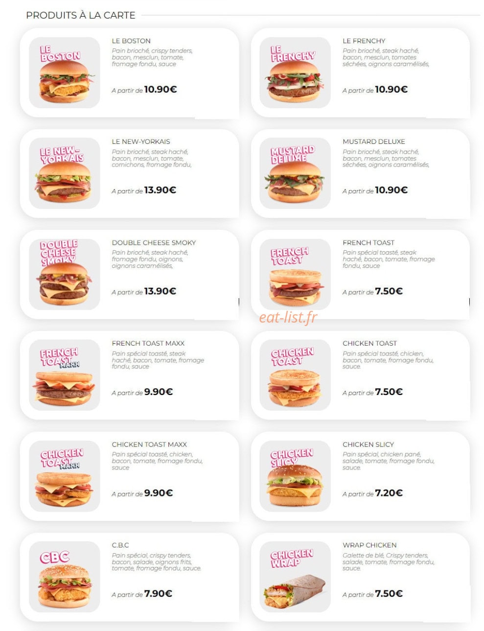 Str'eat Burger — carte page 9