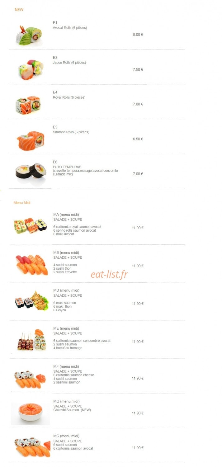 Sushi Chef — carte page 1