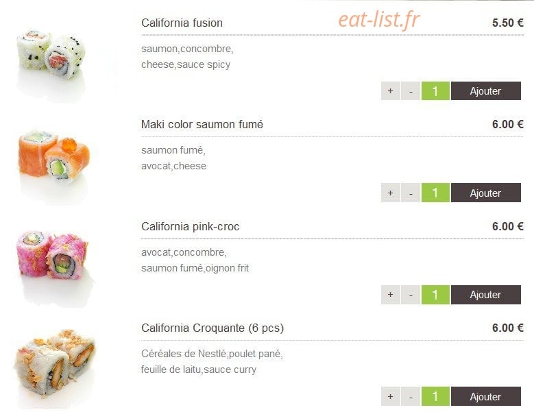 Sushi Design — carte page 1