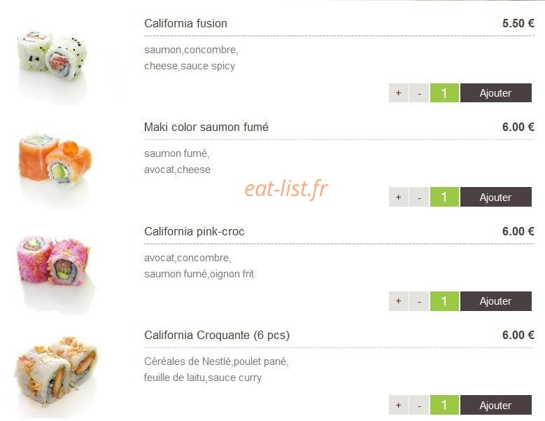 Sushi Design — carte page 1