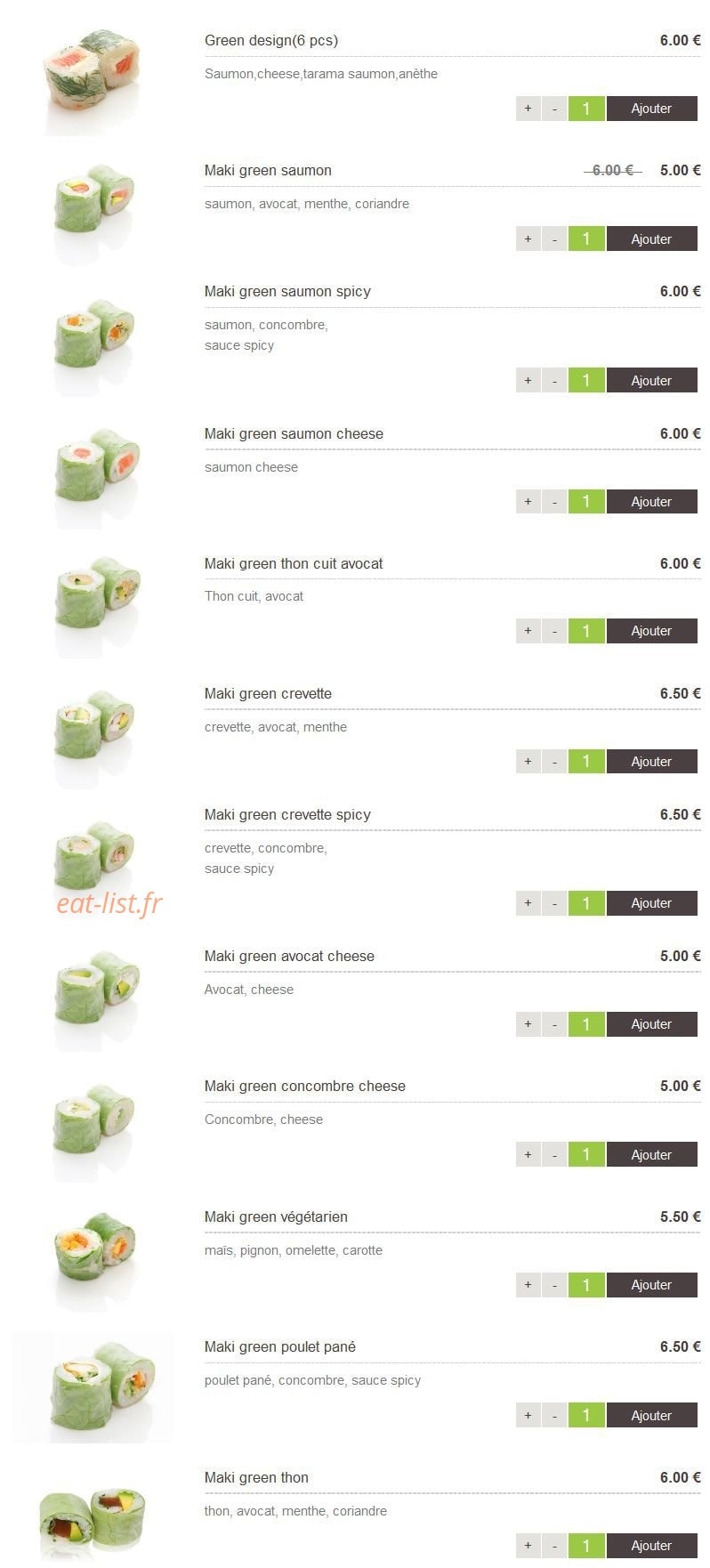 Sushi Design — carte page 12