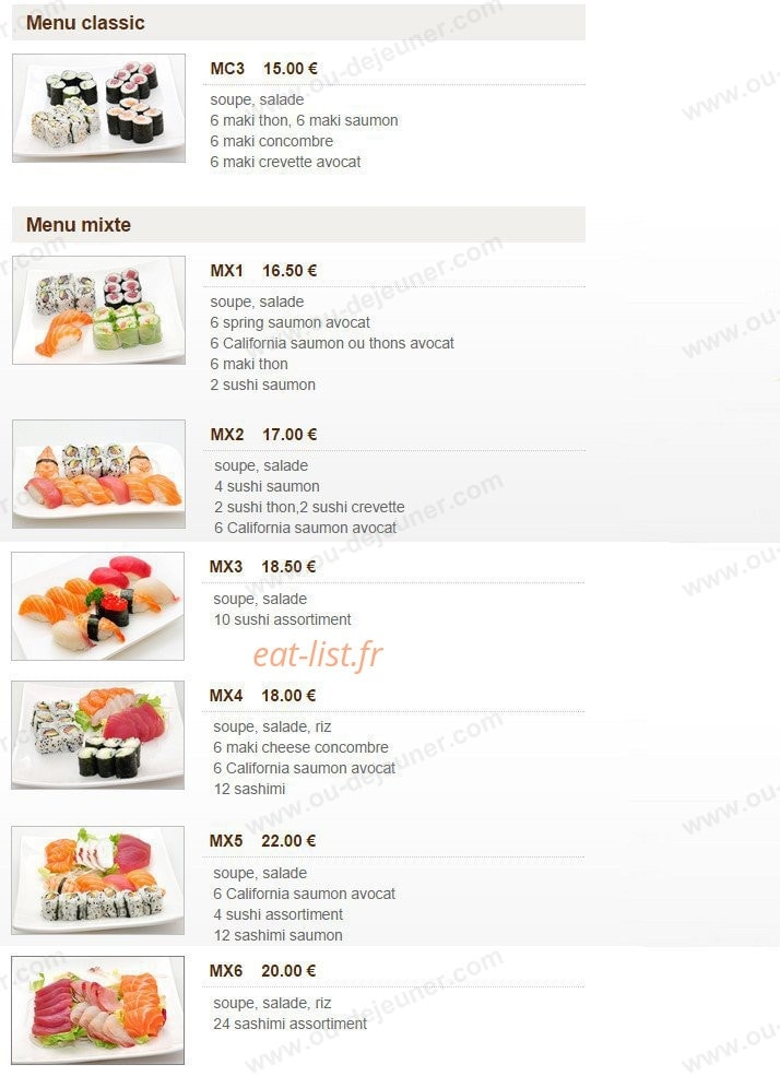 Sushi Soleil — carte page 2