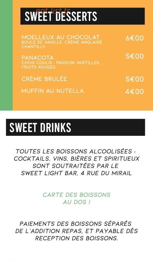Sweet Light Eat — carte page 3
