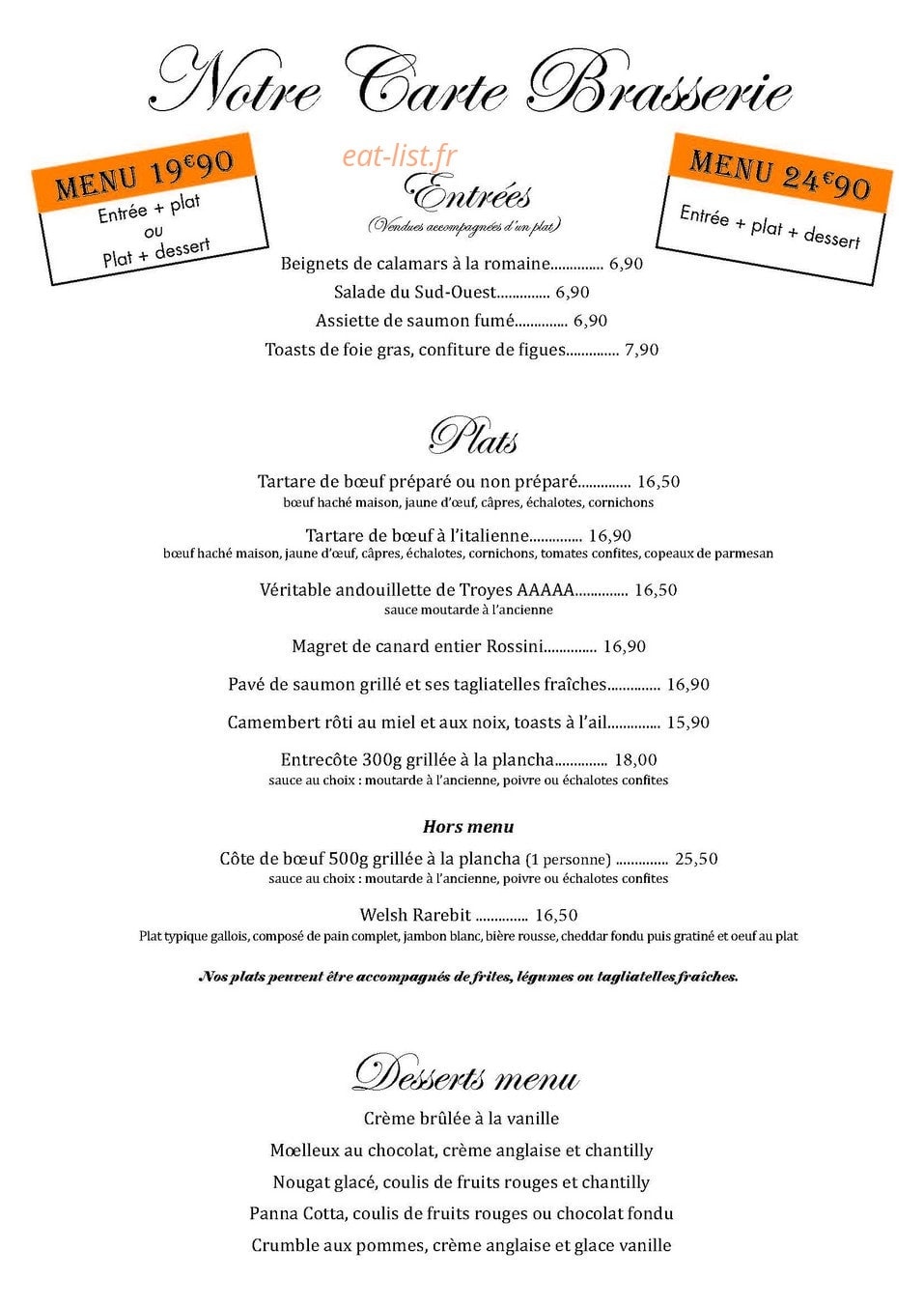 The Central Pub Gambetta — carte page 1