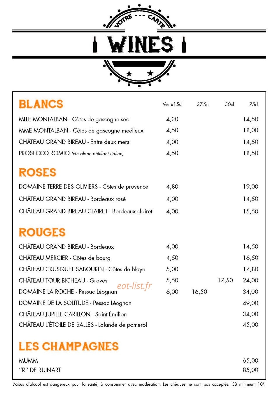 The Central Pub Gambetta — carte page 6