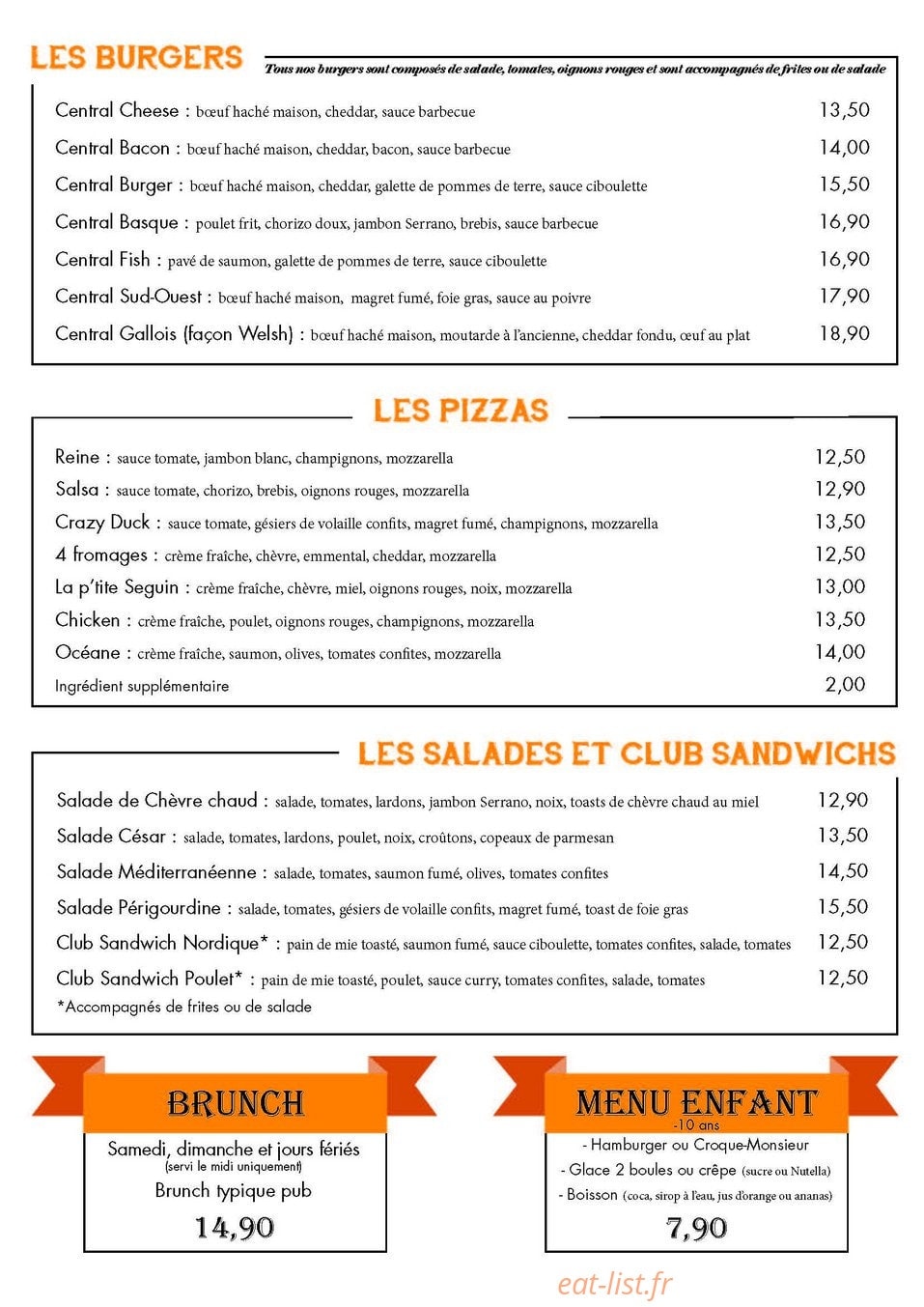 The Central Pub Gambetta — carte page 2