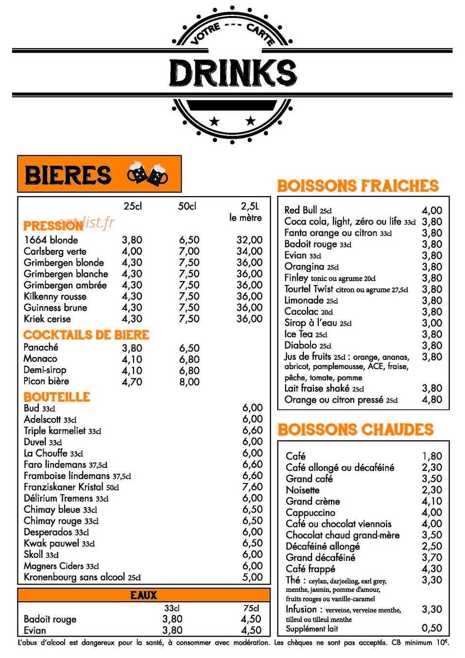 The Central Pub Gambetta — carte page 4