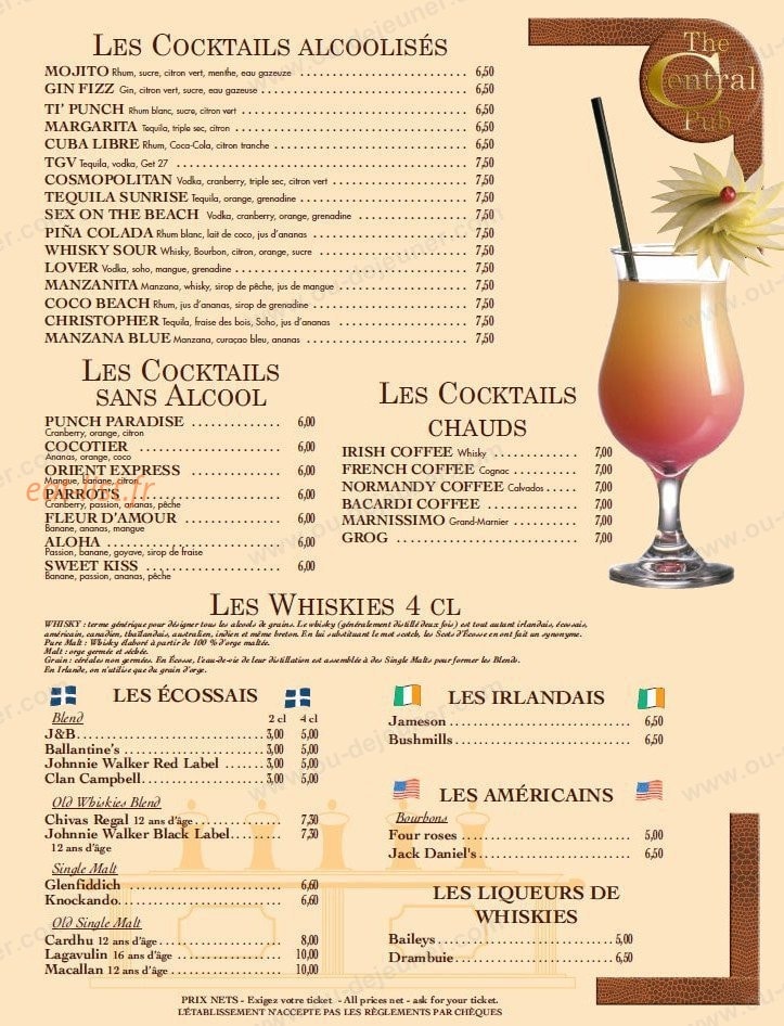 The Central Pub — carte page 7