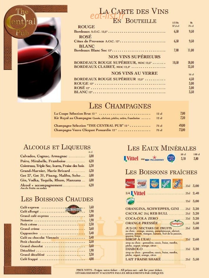 The Central Pub — carte page 6