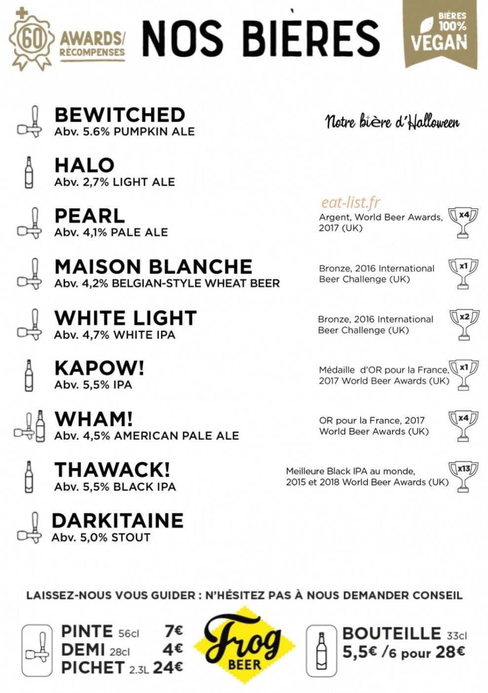The Frog & Rosbif — carte page 1