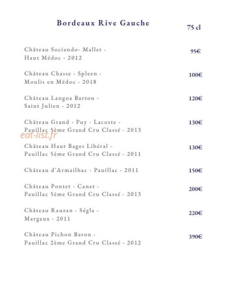 The Wine Bar — carte page 11
