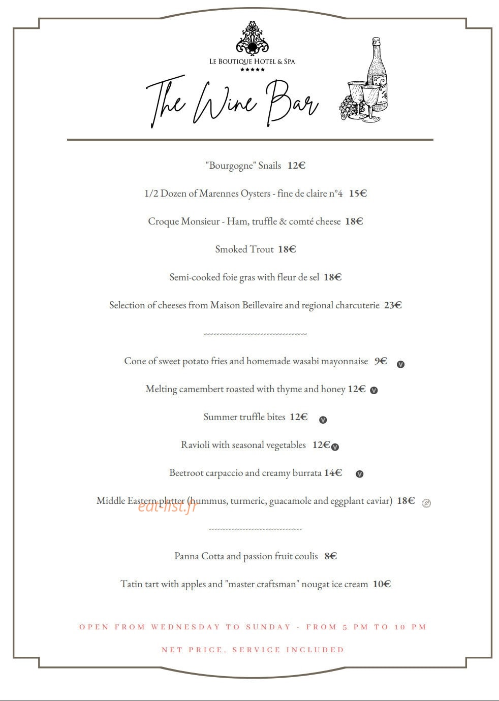 The Wine Bar — carte page 2