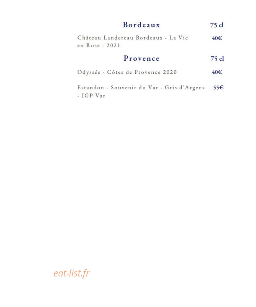 The Wine Bar — carte page 15