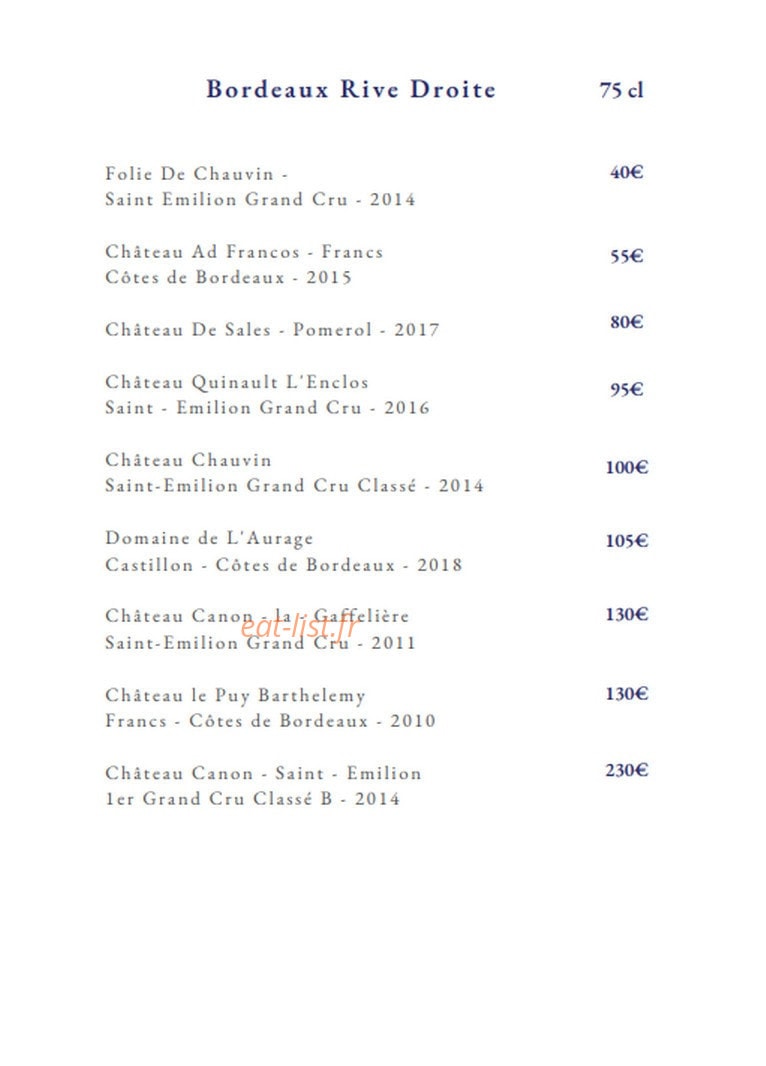 The Wine Bar — carte page 10