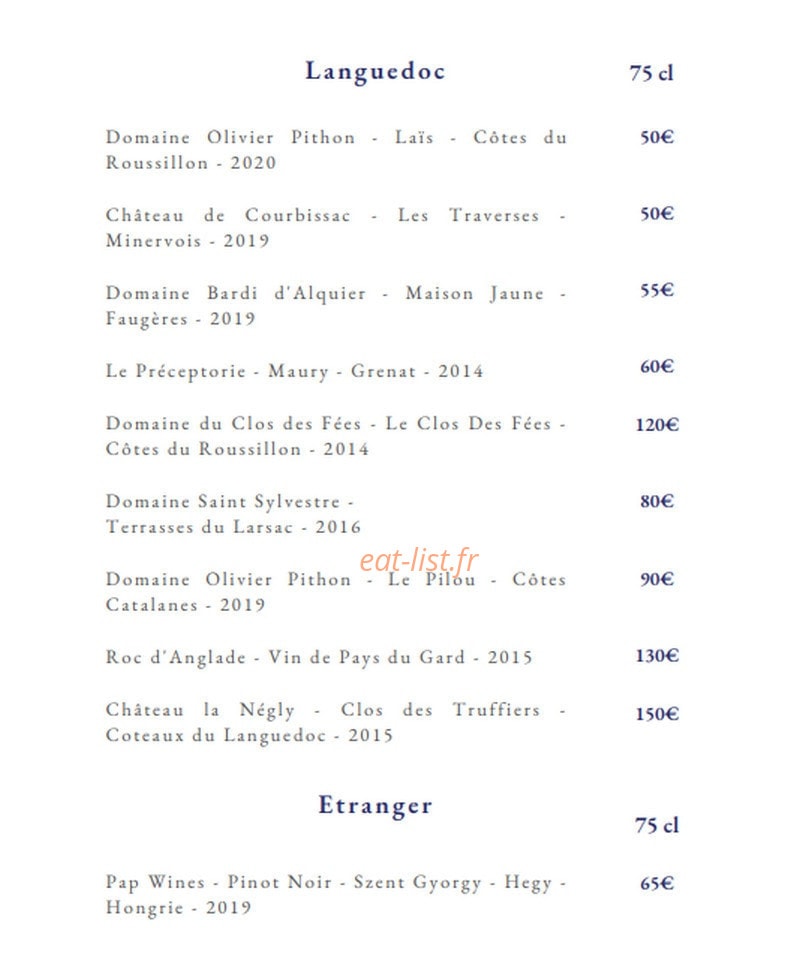 The Wine Bar — carte page 13