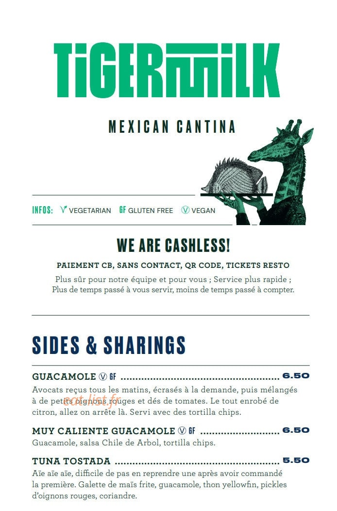 Tigermilk — carte page 1