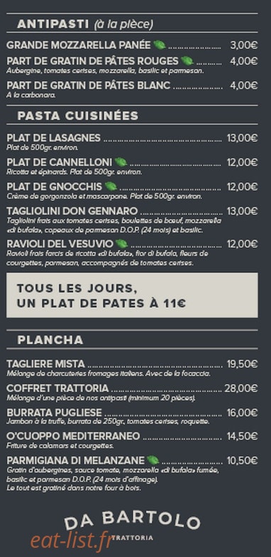 Trattoria Da Bartolo — carte page 2