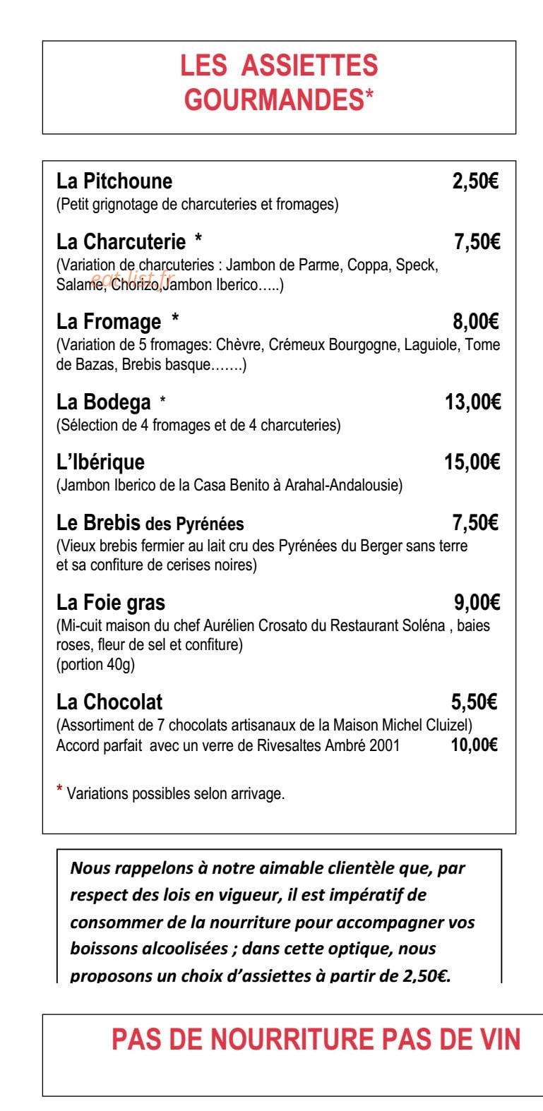 Wine more time — carte page 2