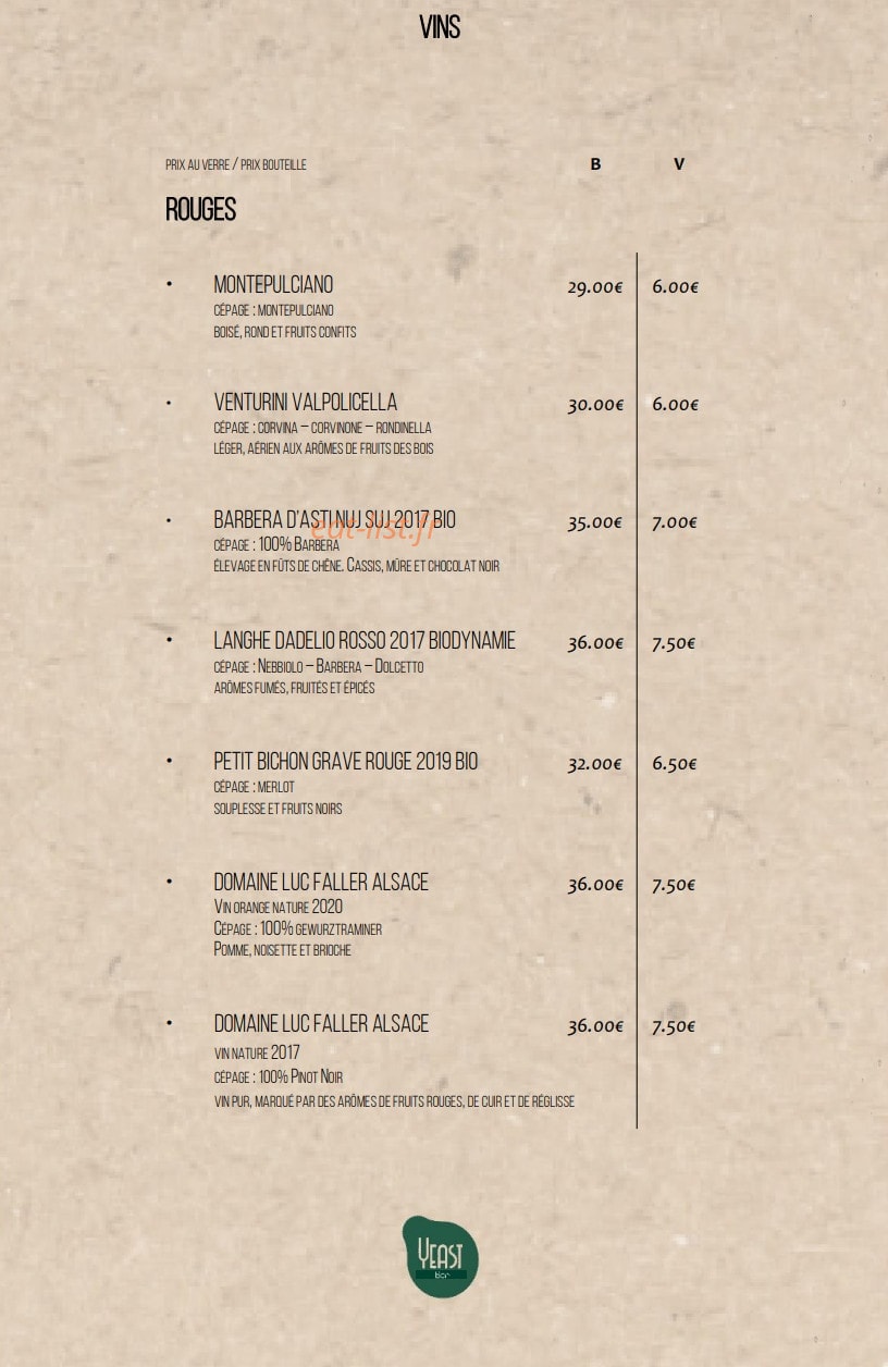 Yeast — carte page 6