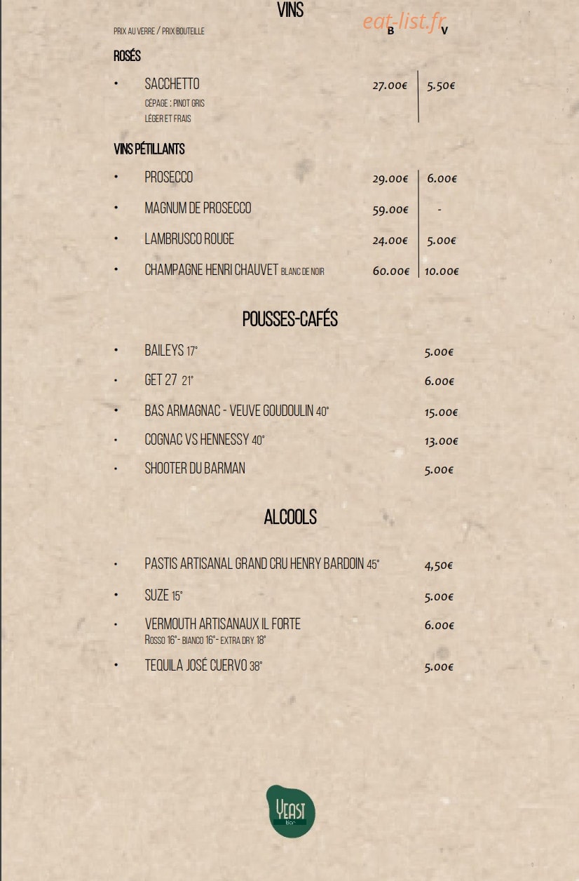 Yeast — carte page 7