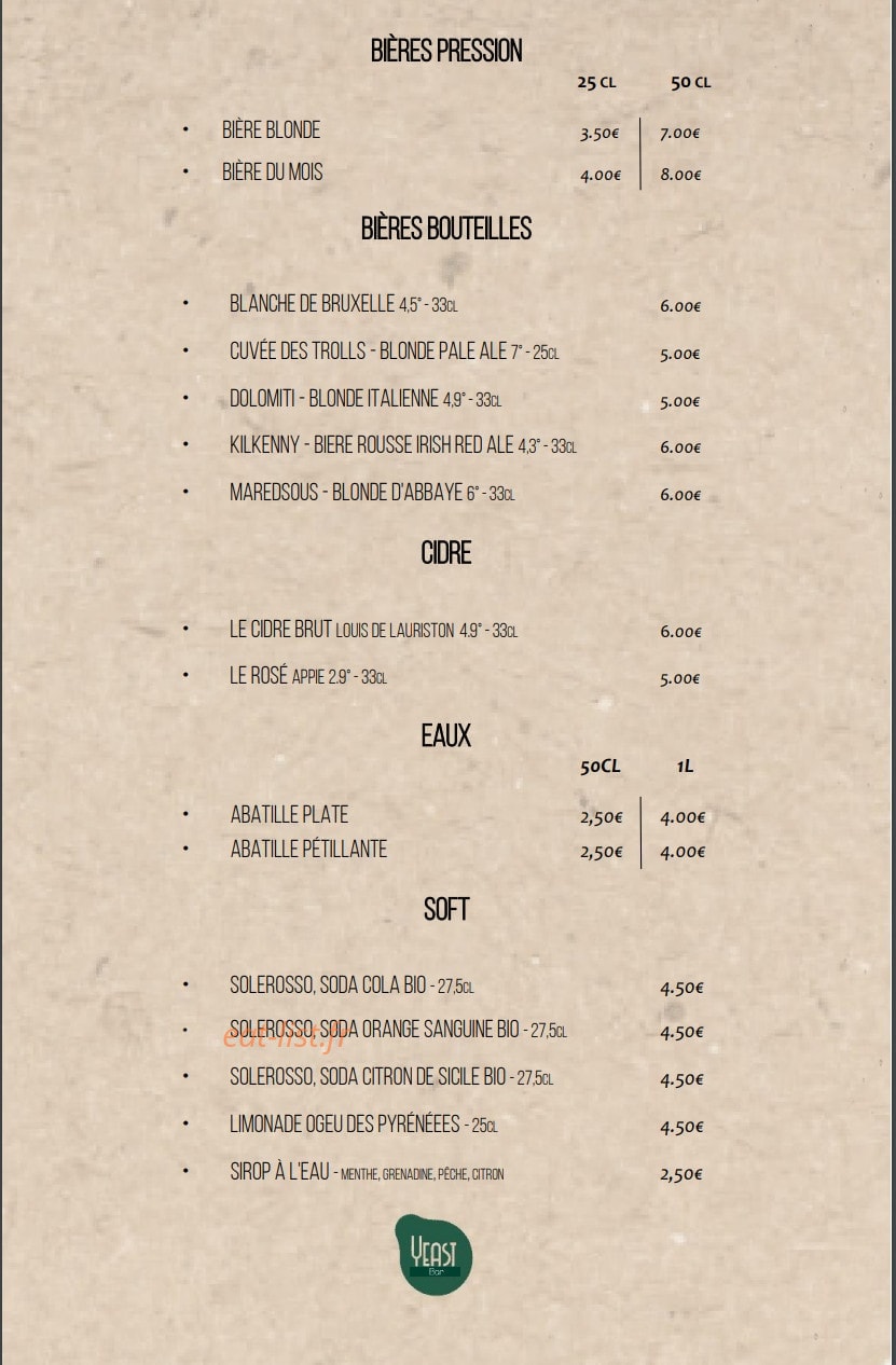 Yeast — carte page 3
