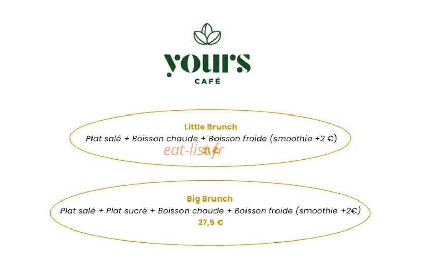 Yours Café — carte page 1