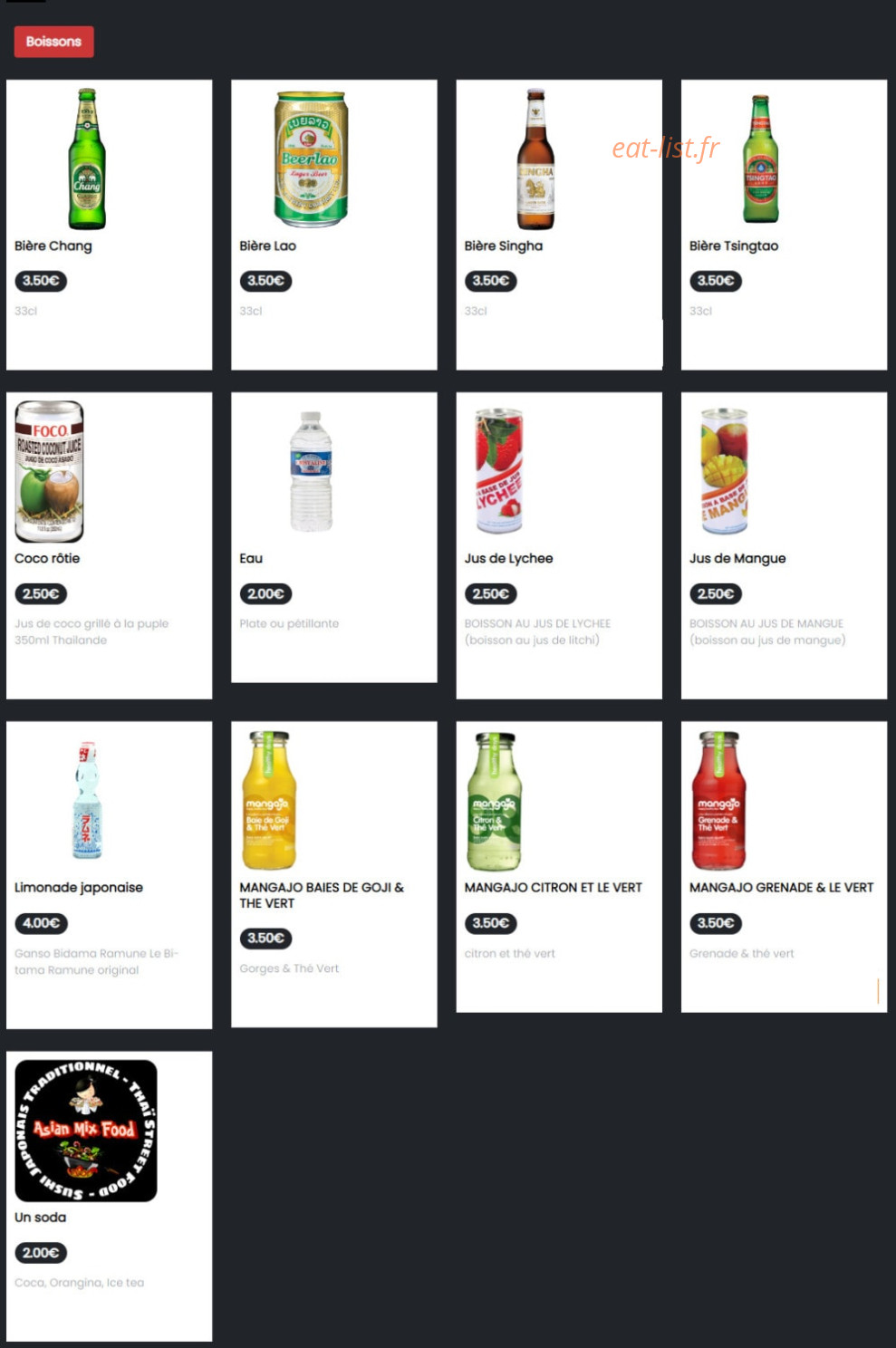 Asian Mix Food — carte page 7