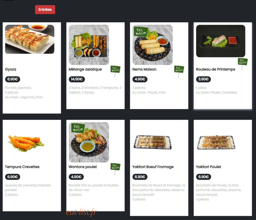 Asian Mix Food — carte page 1