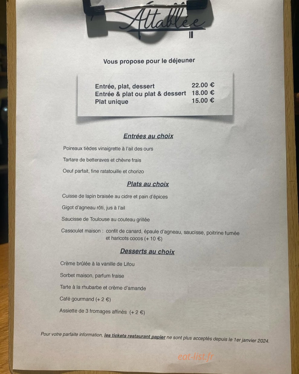 Attablée — carte page 1
