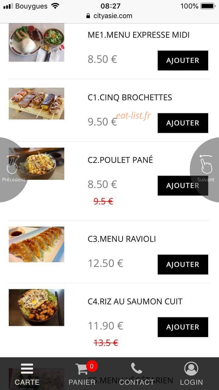 Aux Gourmets d'Asie — carte page 2