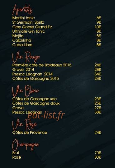 Bistro du 20 — carte page 2