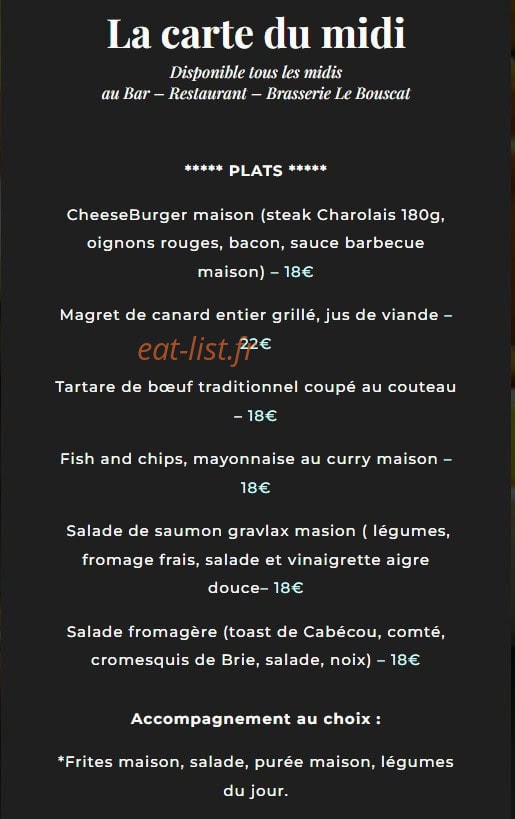 Brasserie Le Bouscat Le — carte page 2