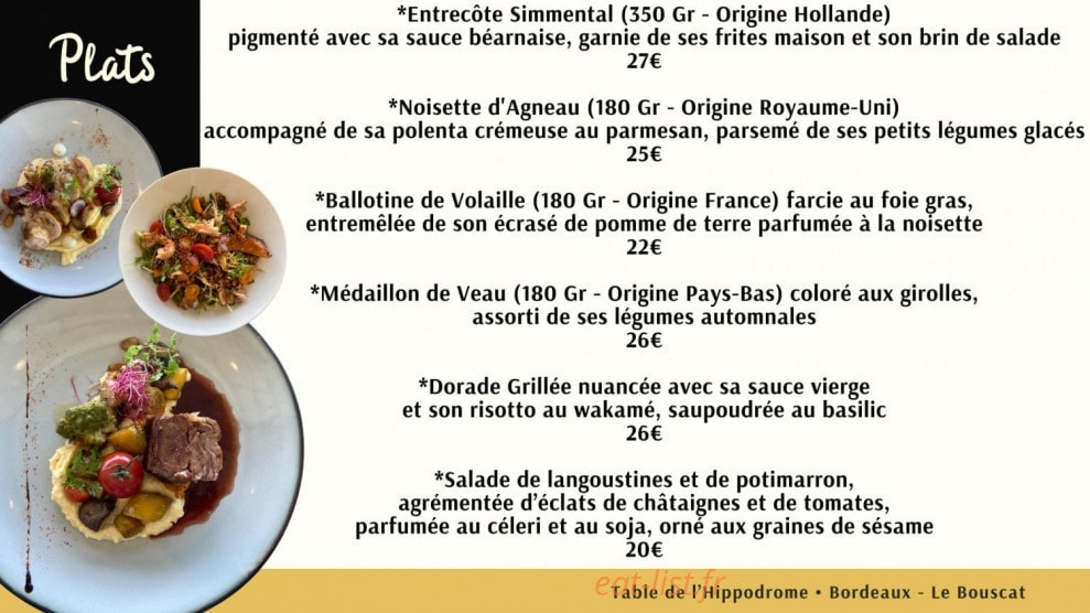 La Table de l'Hippodrome — carte page 2