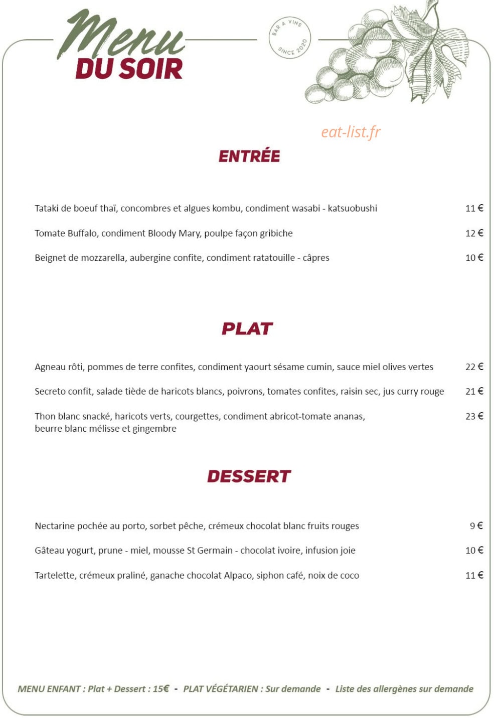 La table du Décanteur — carte page 2