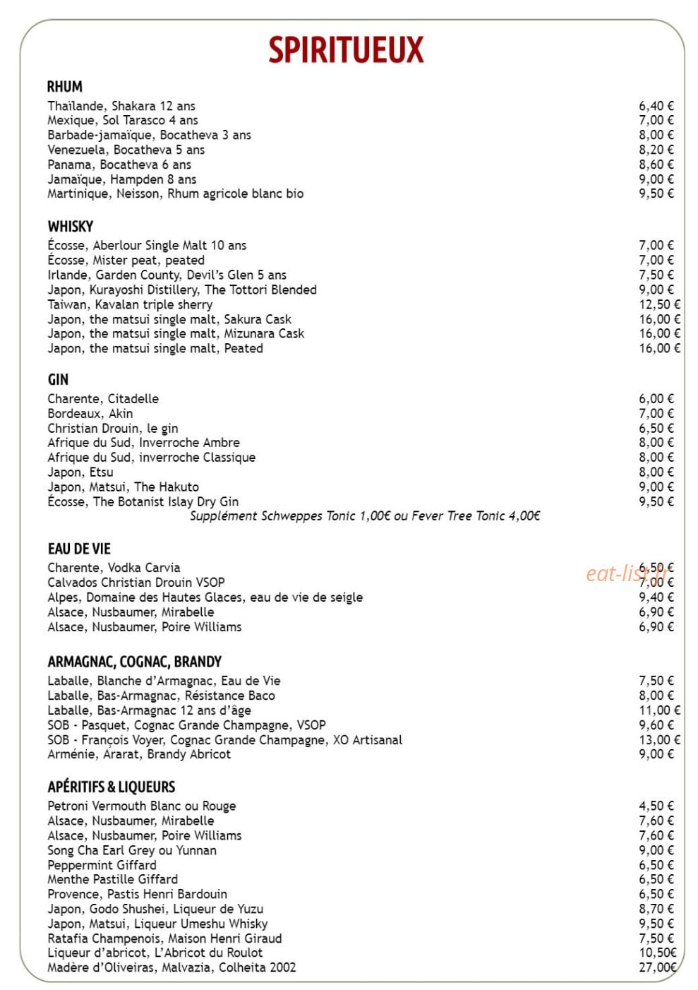 La table du Décanteur — carte page 5