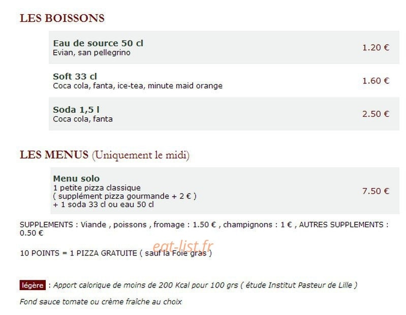Le Kiosque à Pizzas — carte page 4