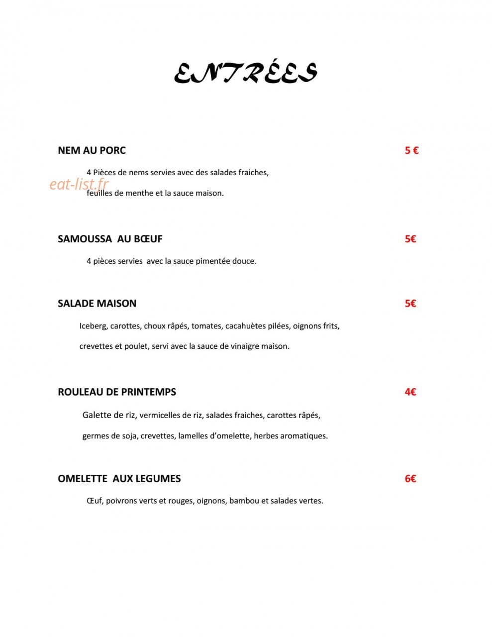 Restaurant siem reap — carte page 1