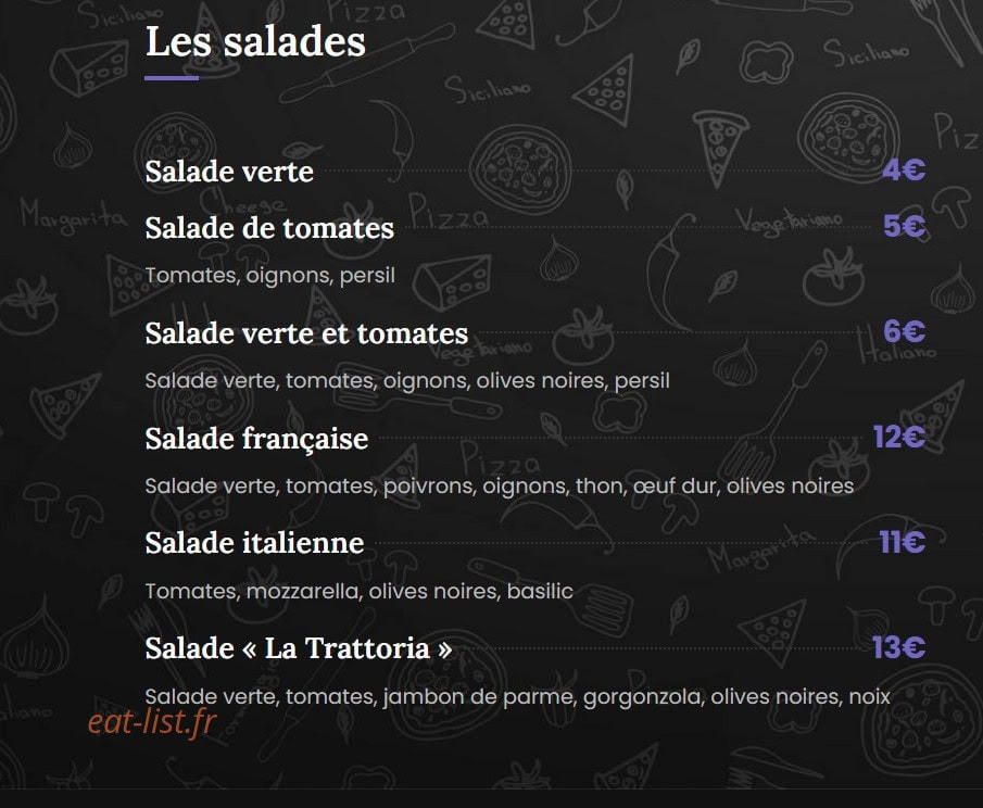 La Trattoria — carte page 3