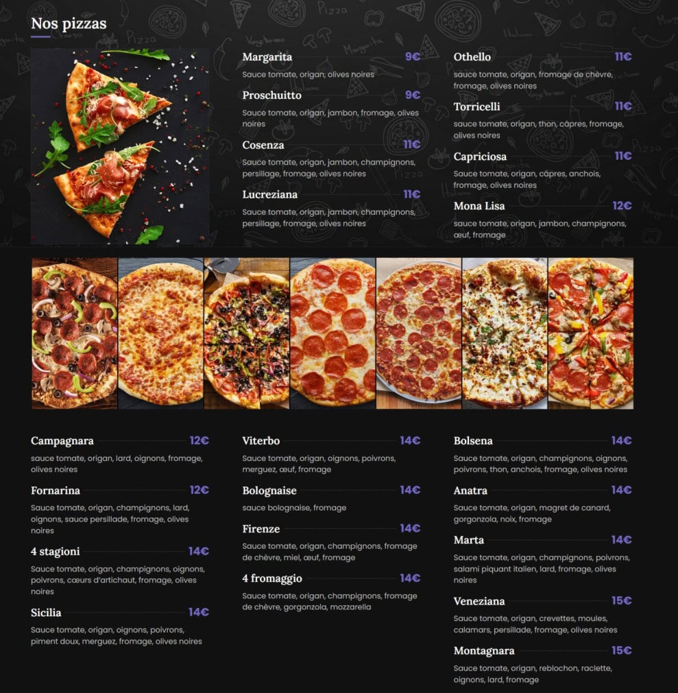 La Trattoria — carte page 1