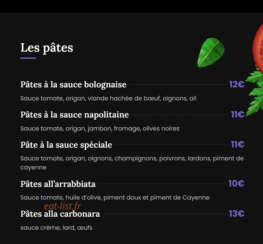 La Trattoria — carte page 2