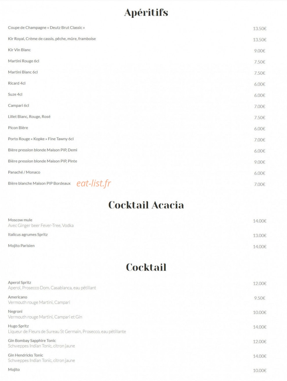 Acacia — carte page 2