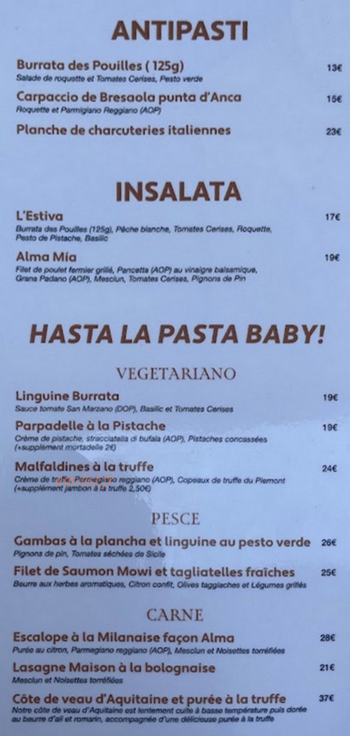 Alma Mía — carte page 3