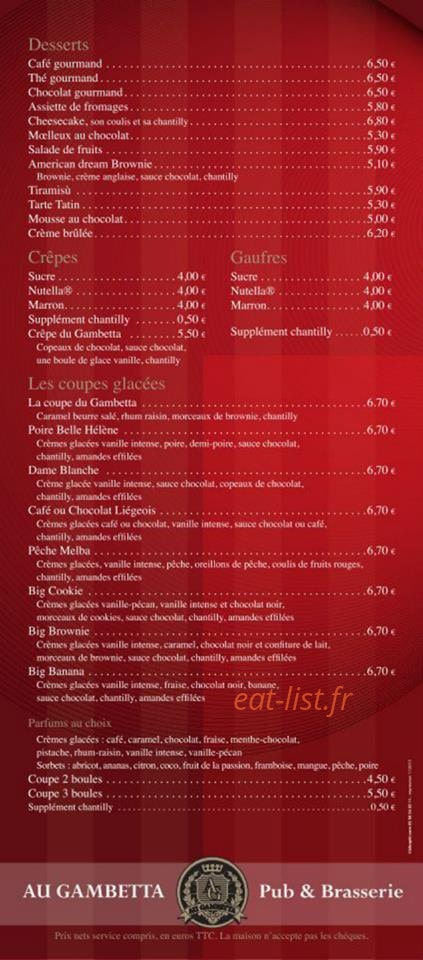 Au Gambetta — carte page 12
