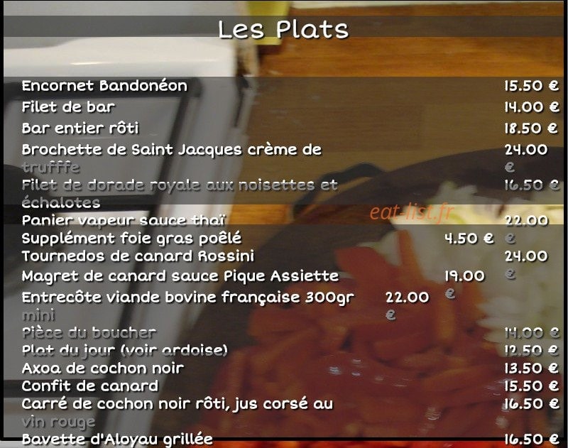 Au Pique Assiette — carte page 2