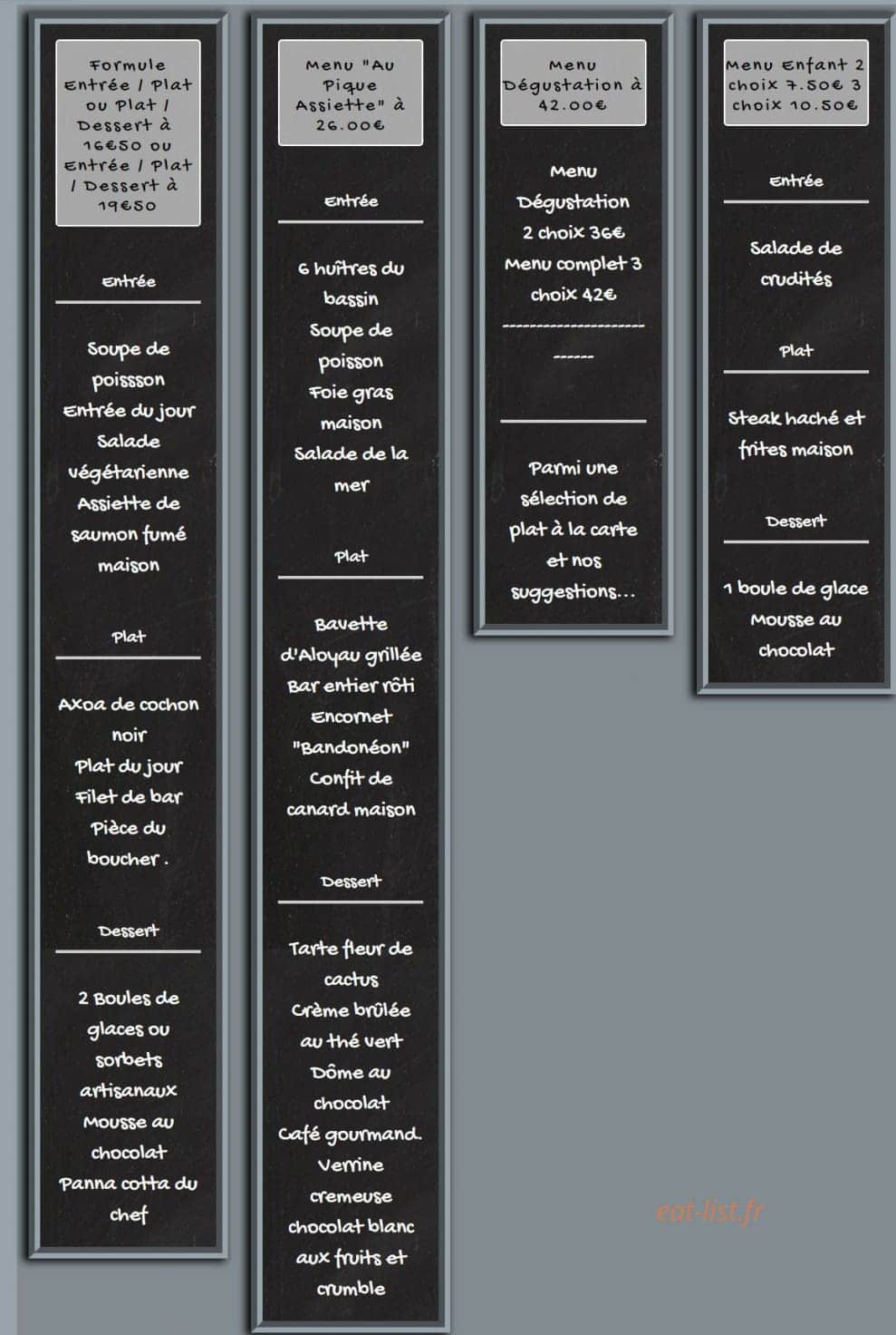 Au Pique Assiette — carte page 10