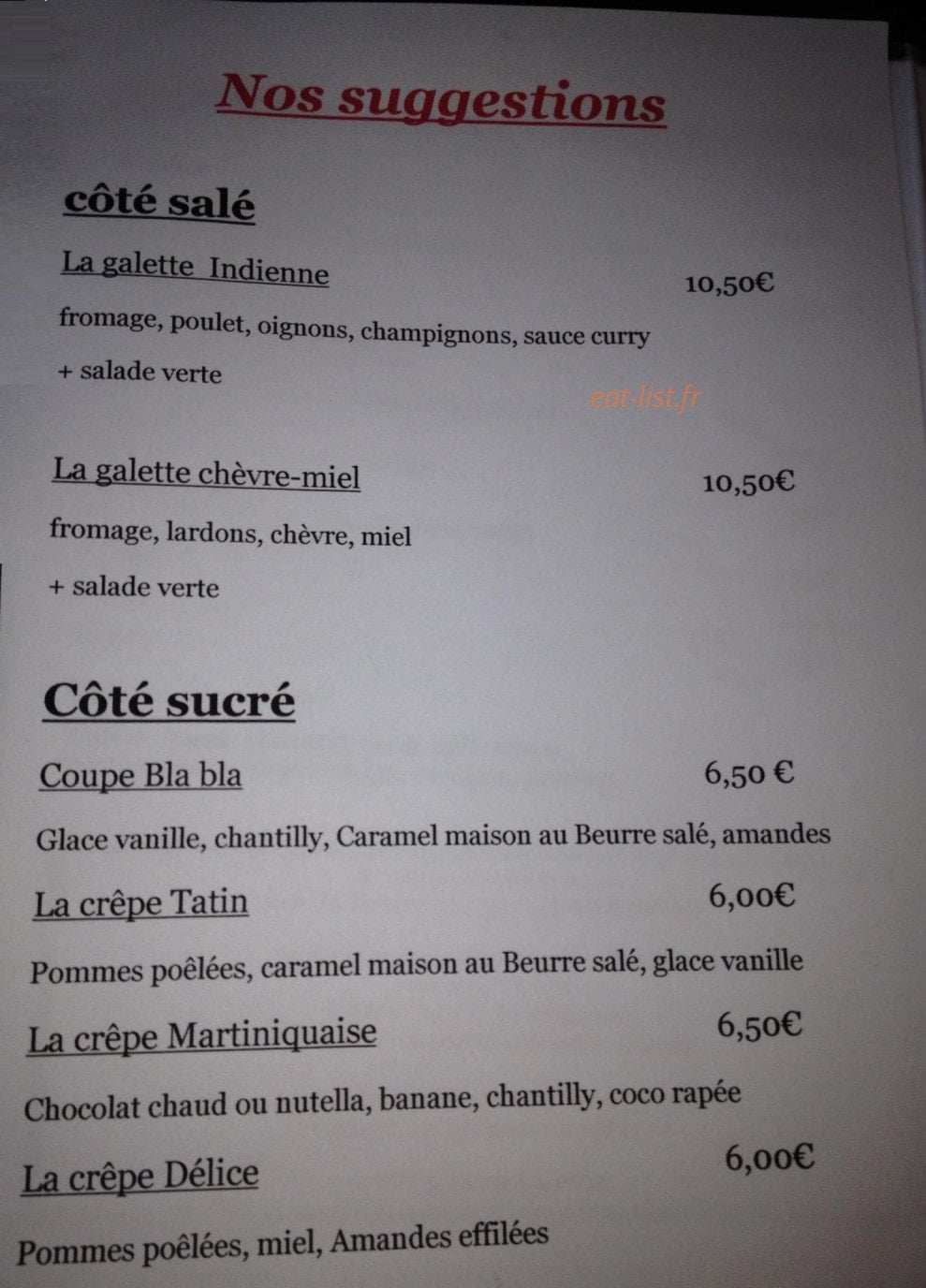 Bla Bla Café — carte page 7