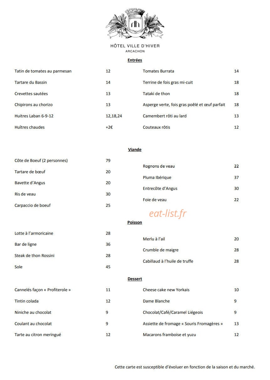 Club Plage Pereire — carte page 1