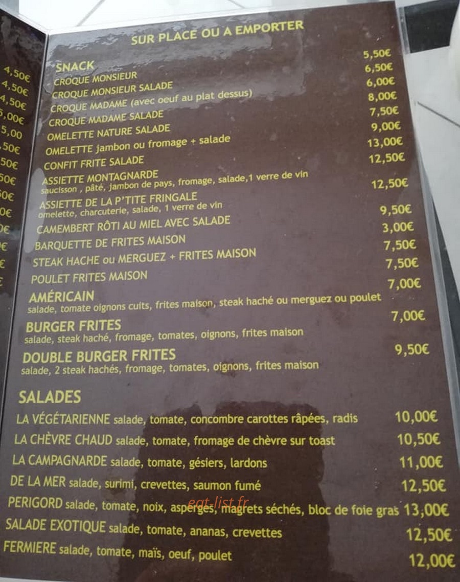 La P'tite Fringale — carte page 2