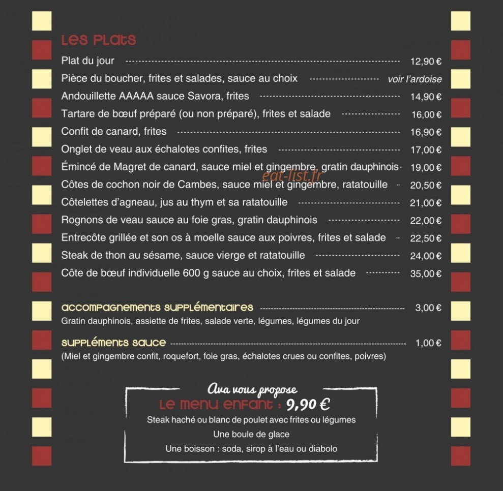 La Table du Boucher — carte page 2