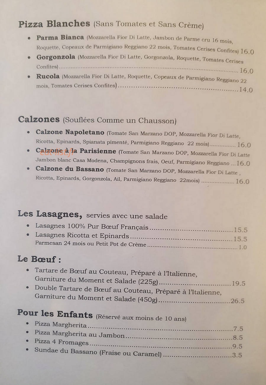 Le Bassano — carte page 2